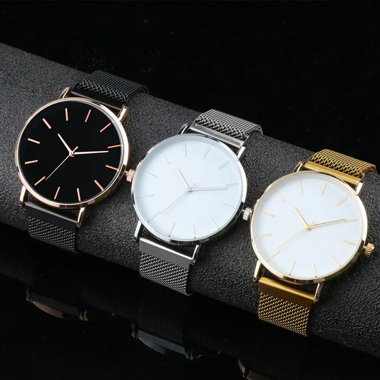 Gold Minimalist Men Fashion Ultra Thin Watches Business Simple Stainless Steel Mesh Belt Quartz Wristwatches Reloj Lujo Hombre