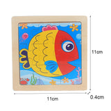 Kids Toy Wood Puzzle Small Size 11*11cm Wooden 3D Puzzle Jigsaw for Children Baby Cartoon Animal/Traffic Puzzles Educational Toy