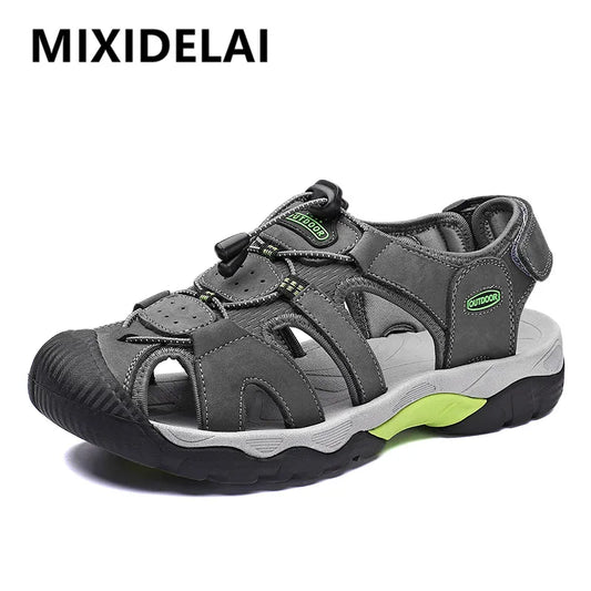 Big Size Men Genuine Leather Sandals Summer Comfortable Casual Men Shoes Vacation Beach Shoes Fashion Outdoor Non-Slip Sneakers