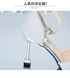 Mid-Heel Ankle Strap Closed Toe Sandals