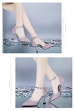 Mid-Heel Ankle Strap Closed Toe Sandals