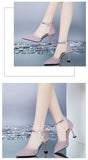 Mid-Heel Ankle Strap Closed Toe Sandals