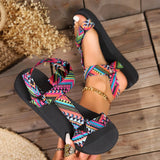 Summer Flat Women's Shoes Hemp Rope Set Foot Beach Sandals Outdoor Casual Slippers Large Size Women Sandals