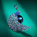 Retro Blue Crystal Rhinestone Peacock Brooches for Women Bird Suit Dress Pin Wedding Party Office Brooch Vintage Jewelry Gift