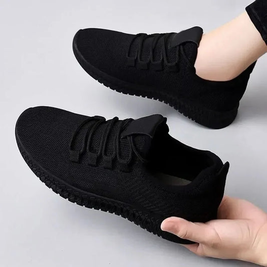 Maogu New Black Casual Mesh Breathable Sneakers Daily Lightweight Women Shoe Tennis Lace-up Cheap Sneaker Women's Sports Shoes