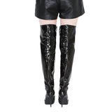 Sexy Silver Mirror Thigh High Boots Women T Show Pointy Toe Club Party Shoes Thin High Heels Over The Knee Long Boots For Women