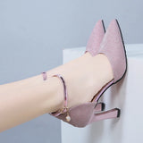 2022 Thick-heeled High-heeled Shoes Female Fairy Wind Summer New All-match Girl Pointed Toe Strap Sandals for Women’s