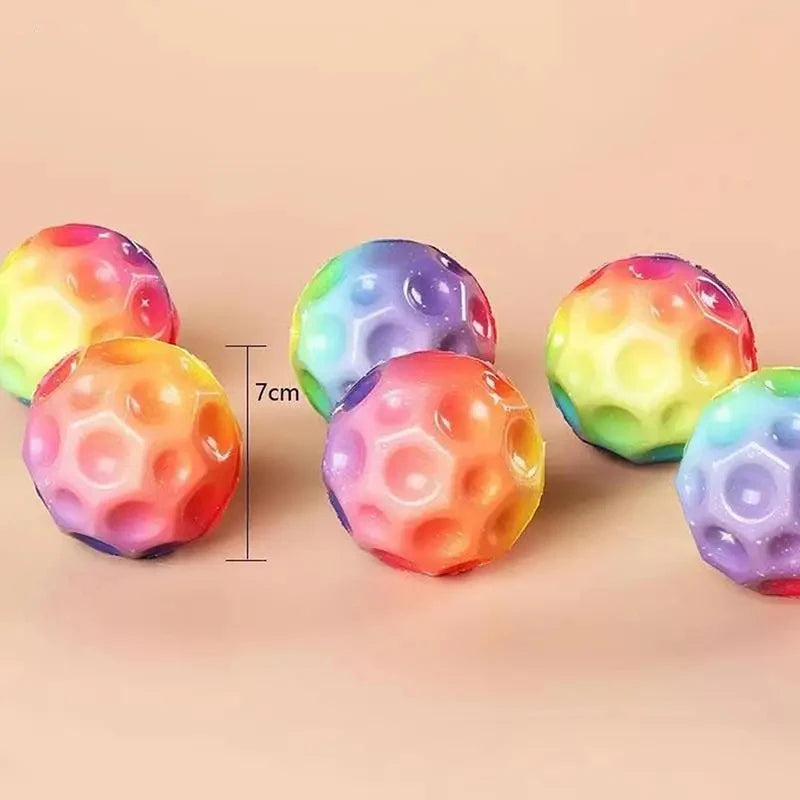 Bouncy Balls Rubber High Bouncing Balls for Kids Sensory Fidget Toys Stress Relief Moon Shape Hole Ball Sports Outdoor Games