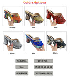 Orange Designer Sandals 2023 NEW Arrival High Heels Slip on Mules Wed Party Pumps for Women Lady Platform Shoes Chunky Sandals