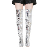 Sexy Silver Mirror Thigh High Boots Women T Show Pointy Toe Club Party Shoes Thin High Heels Over The Knee Long Boots For Women