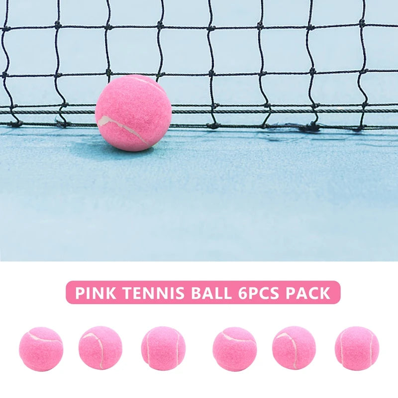 6Pcs Pack Pink Tennis Balls Wear-Resistant Elastic Training Balls 66Mm Ladies Beginners Practice Tennis Ball For Club