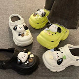 DIY Cute Dog New Sandal Slippers Cartoon Women Mules Summer Beach Sandals Cave Hole Female Garden Shoe For Students Girls