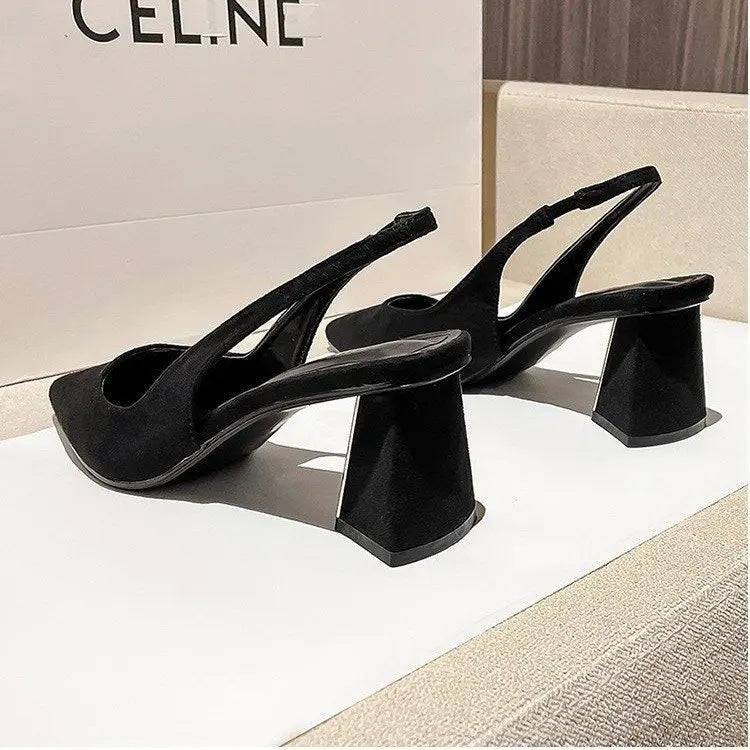 Summer New Pointed Solid Color Simple Shallow Mouth Comfortable Women's Outwear Back Strap Fashion Sandals Women