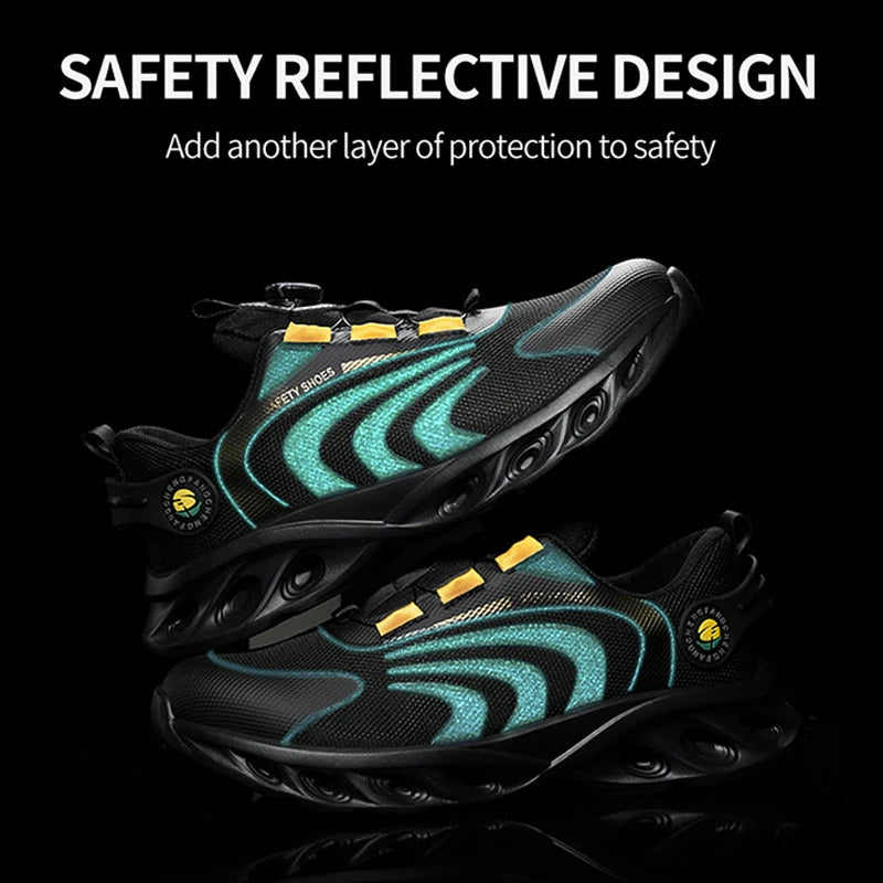 Rotary Buckle Men Safety Shoes Work Boots Safety Steel Toe Shoes Men Anti-smash Anti-puncture Work Sneakers Indestructible Shoes