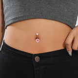 Red Zircon Curved Heart Belly Button Ring 14G Sexy Body Navel Piercing Nombril for Women Stainless Steel Blue Color Belly Rings