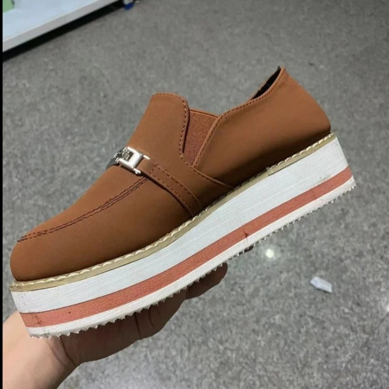 Sneakers Women 2023 Spring Autumn New PU Leather Thick Bottom Women's Casual Sports Sneaker Wedge Lady Shoes Slip-On Tenis Jeans