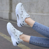 Thick Soled Mesh Breathable College Style Sports Shoes Low Cut Comfortable Versatile Fashionable Women Casual Dad Shoes