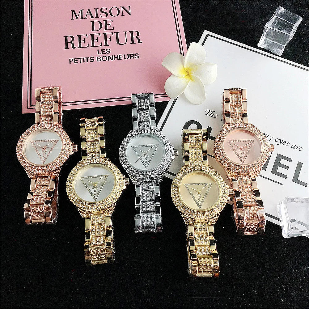 Watch Quartz Watch Women's Watch Alloy Steel Band Diamond Set Watch Female Student Trend Fashion Versatile Watch Women