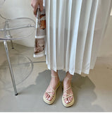 Design Open Toe Women Sandals Summer Fashion Narrow Band Dress Shoes Platform Wedges Heel Ladies Ankle Strap Gladiator Sandalias