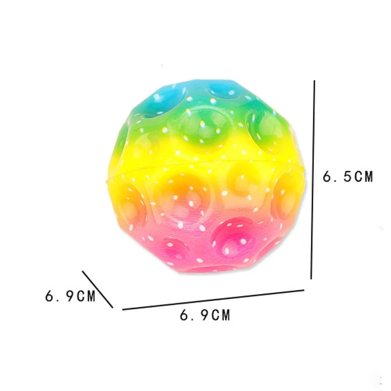 Bouncy Balls Rubber High Bouncing Balls for Kids Sensory Fidget Toys Stress Relief Moon Shape Hole Ball Sports Outdoor Games