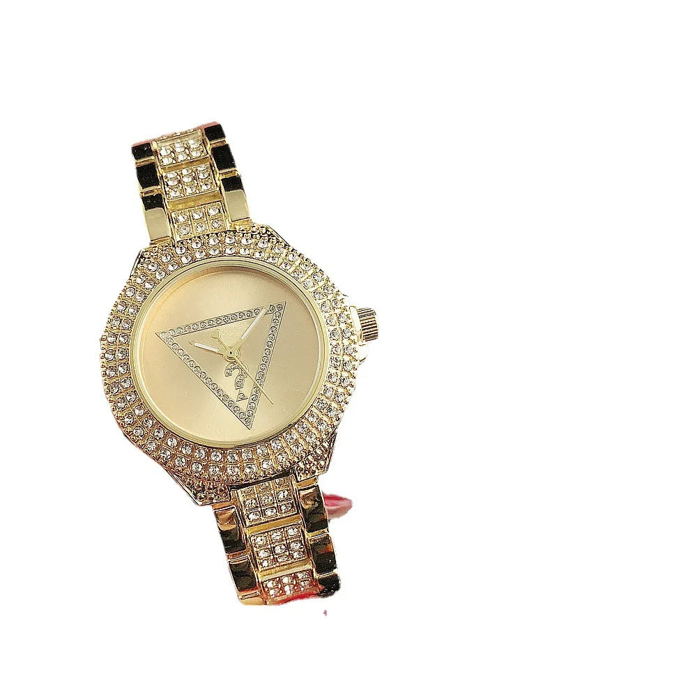 Watch Quartz Watch Women's Watch Alloy Steel Band Diamond Set Watch Female Student Trend Fashion Versatile Watch Women