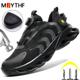 Rotary Buckle Men Safety Shoes Work Boots Safety Steel Toe Shoes Men Anti-smash Anti-puncture Work Sneakers Indestructible Shoes